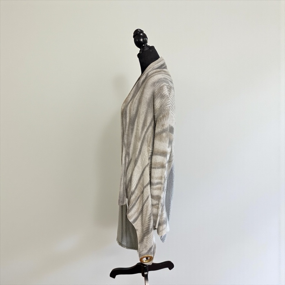 Gray Grommet Open Front Cardigan | Asymmetrical Knit Sweater Boho Style - Picture 7 of 11